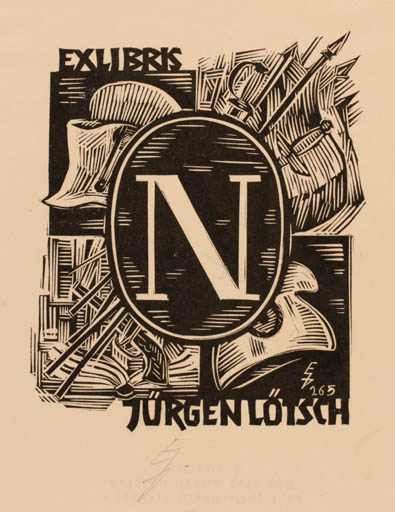 Exlibris by Erhard Zierold from Germany for Jürgen Lotsch - Weapon 