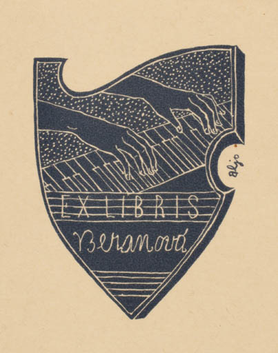 Exlibris by Aljo Beran from Czech Republic for Vera Beranova - Music 