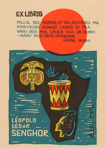 Exlibris by Lembit Lepp from Estonia for Leopold Sedar Senghor - 