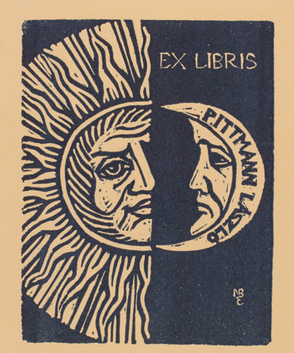 Exlibris by Eva N. Brankovics from Hungary for Laszlo Pittmann - Cosmos Sun 