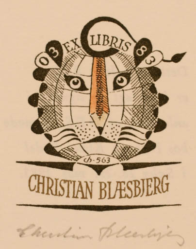 Exlibris by Christian Blæsbjerg from Denmark for Christian Blæsbjerg - Globe 