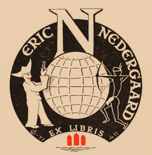 Exlibris by Christian Blæsbjerg from Denmark for Eric Nedergaard - Globe 