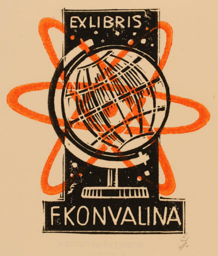 Exlibris by Erhard Zierold from Germany for F. Konvalina - Globe 