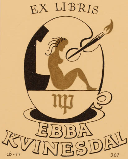 Exlibris by Christian Blæsbjerg from Denmark for Ebba Kvinesdal - 