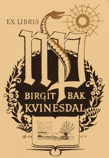 Exlibris by Christian Blæsbjerg from Denmark for Birgit Bak Kvinesdal - 