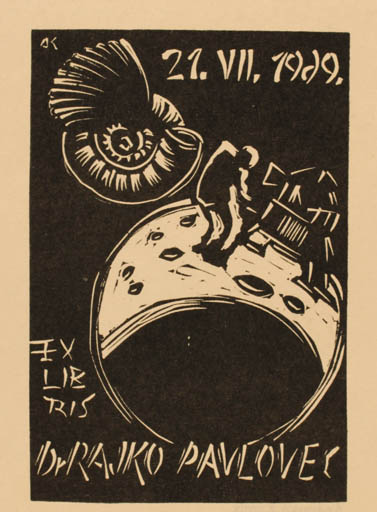 Exlibris by Kàroly Andrusko from Yugoslavia for ? Pavlovec - Cosmos 