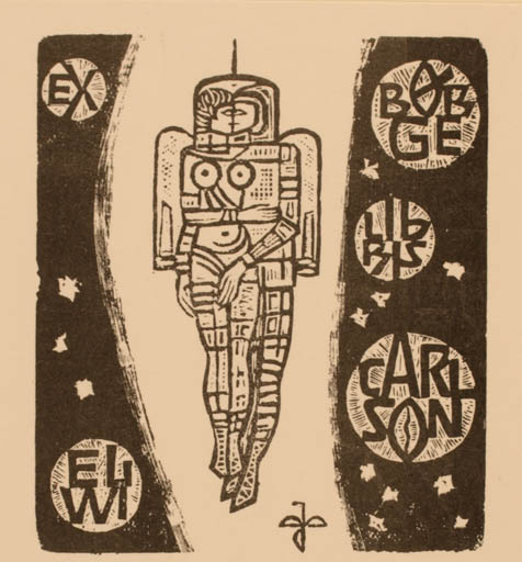 Exlibris by Jannusz Benedyktowicz from Poland for Börge Elwi Carlson - Cosmos 