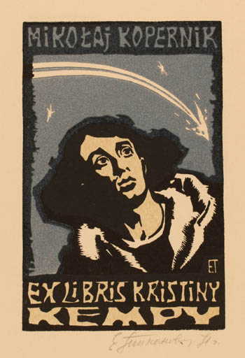 Exlibris by E. Tikhanowitch from Russia for Andrzeja Kempy - Cosmos Portrait 