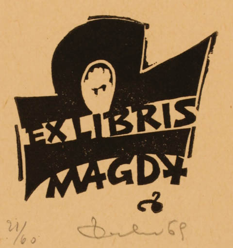 Exlibris by Zbigniew Dolatowski from Poland for ? Magdy - Abstract 