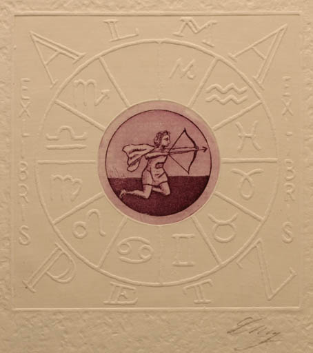 Exlibris by Lorentz May from Denmark for Alma Petz - Cosmos 