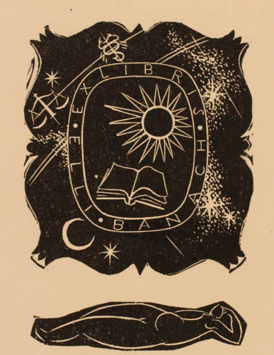 Exlibris by A. Wodrianowski from Poland for Elli Banach - Cosmos Woman Sun 