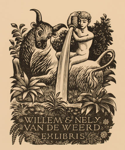 Exlibris by Pam Georg Rueter from Netherland for Willem & Nely van de Weerd - Fauna 