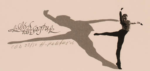 Exlibris by Hasip Pektas from Turkey for Tan Sagturk - Dancing Man 