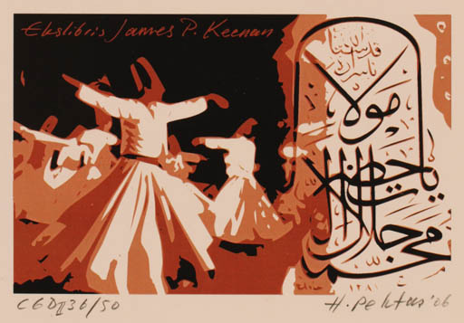 Exlibris by Hasip Pektas from Turkey for James P. Keenan - Dancing 