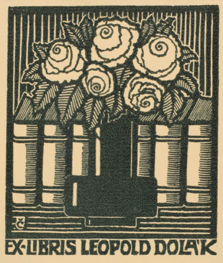 Exlibris by Bohumir Cap from Czech Republic for Leopold Dolak - Flower Book Flora 