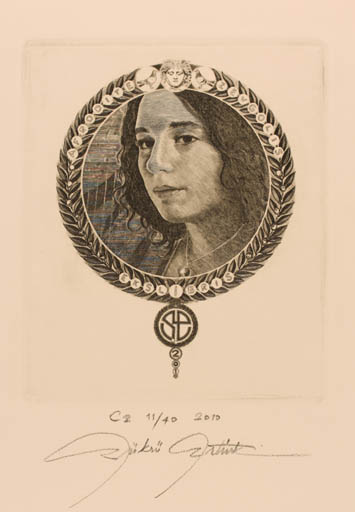 Exlibris by Sükrü Ertürk from Turkey for Afrodite Zevgoll - Portrait 