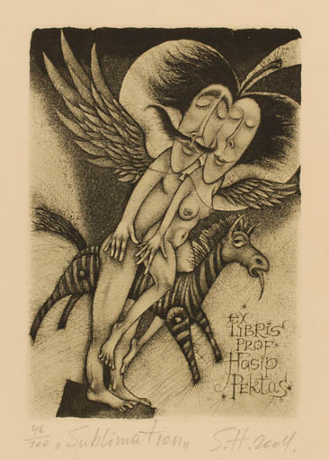 Exlibris by Sergej Hrapov from Ukraine for Hasip Pektas - Nude Couple 