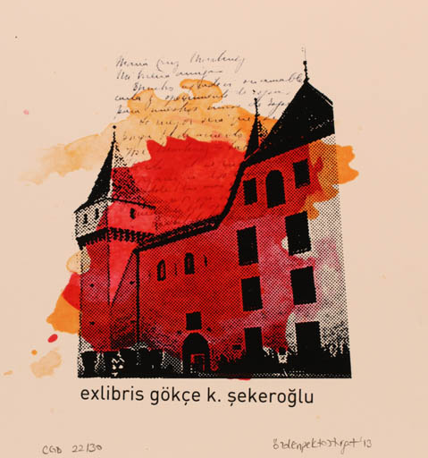 Exlibris by Özden Pektas Turgut from Turkey for Gökce K. Sekeroglu - Architecture 