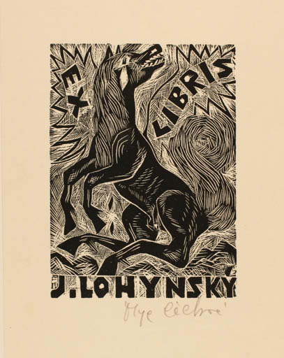 Exlibris by Olga Cechova from Czech Republic for Jaroslav Lohynsky - Fauna Horse 