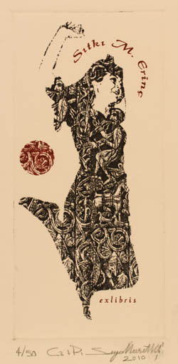 Exlibris by Seydi Murat Koc from Turkey for Sitki M. Erinc - Woman 
