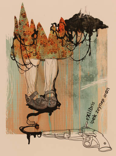 Exlibris by Elif Varol Ergen from Turkey for Ipek Zeynep Aran - 