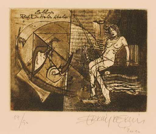 Exlibris by Erkin Keskin from Turkey for Halis Akalin - Woman 