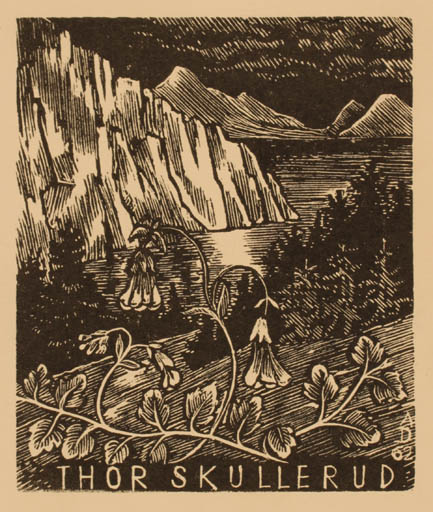 Exlibris by Antonin Dolezal from Czechoslovakia for Thor Skullerud - Mountain Flower 