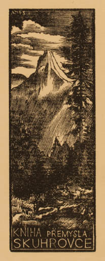 Exlibris by Antonin Dolezal from Czechoslovakia for Premysla Skuhrovce - Mountain Scenery/Landscape 