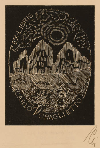 Exlibris by Illi Franz from Romania for Carlo Craglietto - Mountain 