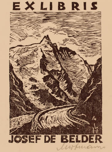 Exlibris by Leopold Hofmann from Austria for Josef De Belder - Mountain 