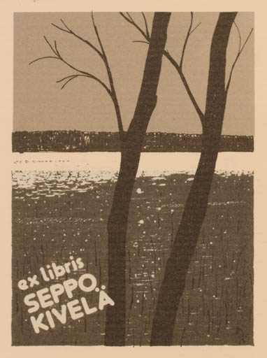 Exlibris by Juhani Avonius from Finland for Seppo Kivelä - Scenery/Landscape Tree 