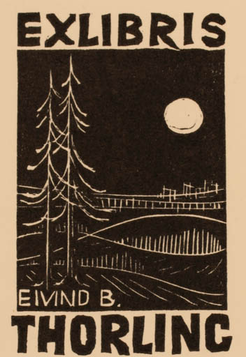 Exlibris by Chr. W. Bauditz from Denmark for Eivind B. Thorlinc - Sun Tree 