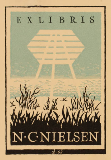 Exlibris by Christian Blæsbjerg from Denmark for N.C. Nielsen - Flora Maritime 