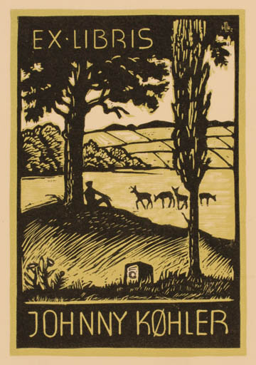 Exlibris by Hans Michael Bungter from Germany for Køhler Johnny - Fauna Scenery/Landscape 