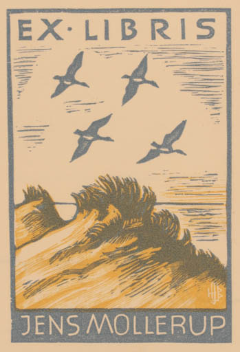 Exlibris by Hans Michael Bungter from Germany for Jens Mollerup - Bird Maritime 