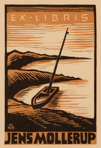 Exlibris by Hans Michael Bungter from Germany for Jens Mollerup - Maritime Ship/Boat 