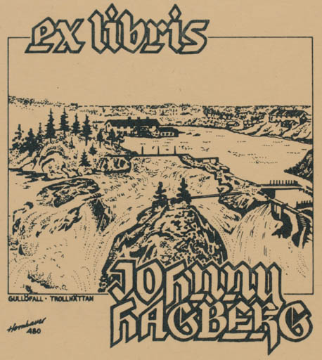 Exlibris by Hans Chr. Hornhaver from Denmark for Johnny Hagberg - Scenery/Landscape 