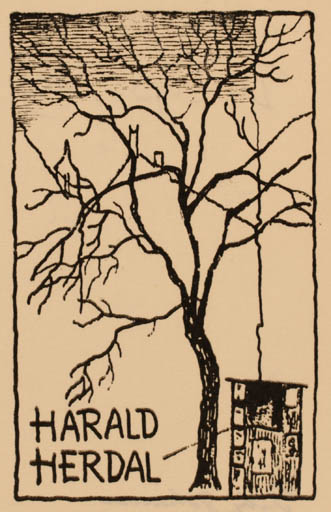 Exlibris by Gitz Johansen from Denmark for Harald Herdal - Tree 