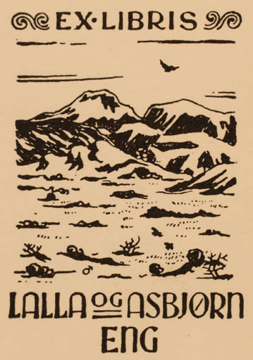 Exlibris by   from Norway for Lalla og Asbjørn Eng - Mountain Scenery/Landscape 