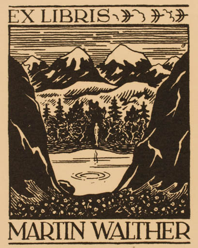 Exlibris by   from Norway for Martin Walther - Mountain Scenery/Landscape 