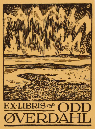Exlibris by   from Norway for Odd Øverdahl - City Scenery/Landscape 