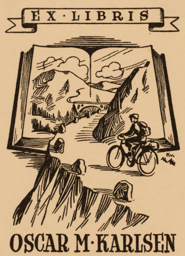 Exlibris by Mathis Kværne from Norway for Oscar M. Karlsen - Mountain Book 