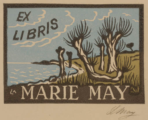 Exlibris by Lorentz May from Denmark for Marie May - Scenery/Landscape Tree 