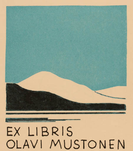 Exlibris by Olavi Mustonen from Finland for Olavi Mustonen - Mountain Scenery/Landscape 