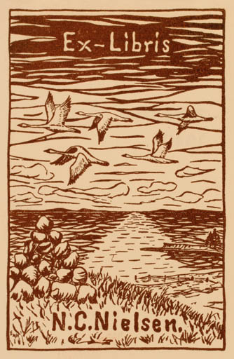 Exlibris by E Møbius from Denmark for N.C. Nielsen - Bird Maritime 