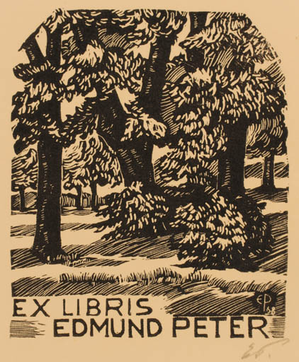 Exlibris by Edmund Peter from Denmark for Edmund Peter - Forest 