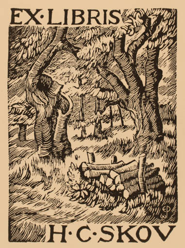 Exlibris by Edmund Peter from Denmark for Henry Carlo Skov - Forest 