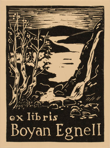 Exlibris by Otto Puusta from Sweden for Boyan Egnell - Scenery/Landscape 