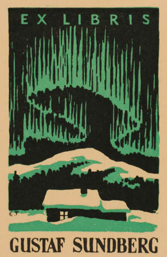 Exlibris by Erkki Tanttu from Finland for Gustaf Sundberg - Mountain Scenery/Landscape 