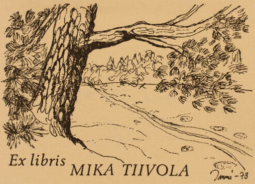 Exlibris by Immi Tiivola from Finland for Mika Tiivola - Scenery/Landscape Tree 